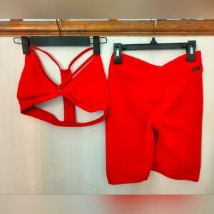 LiCi Fit Women's Red Athletic Short Set